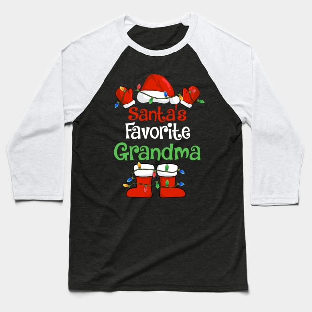 Santa's Favorite Grandma Funny Christmas Pajamas Baseball T-Shirt by cloverbozic2259lda